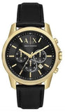Armani Exchange Outerbanks Chronograph Black Dial Black Leather Strap Watch For Men - AX7133
