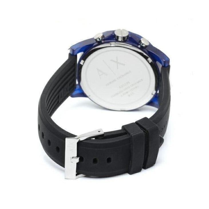 Armani Exchange Outerbanks Chronograph Black Dial Black Silicone Strap Watch For Men - AX1339