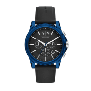Armani Exchange Outerbanks Chronograph Black Dial Black Silicone Strap Watch For Men - AX1339