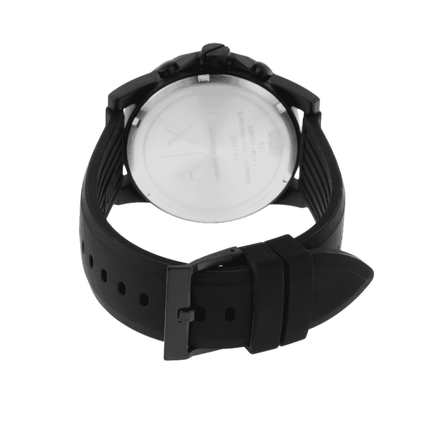 Armani Exchange Outerbanks Chronograph Black Dial Black Silicone Strap Watch For Men - AX1343