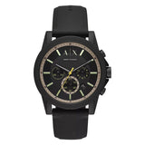 Armani Exchange Outerbanks Chronograph Black Dial Black Silicone Strap Watch For Men - AX1343