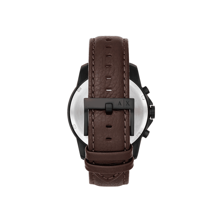 Armani Exchange Outerbanks Chronograph Black Dial Brown Leather Strap Watch For Men - AX1732