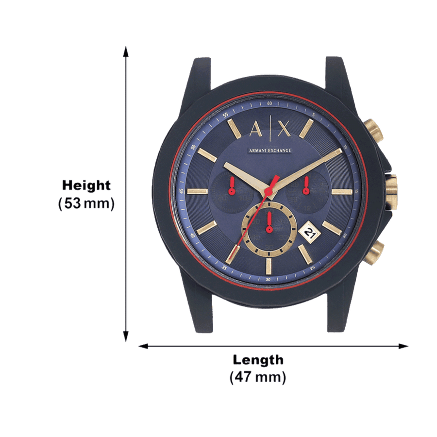 Armani Exchange Outerbanks Chronograph Blue Dial Blue Silicone Strap Watch For Men - AX1335