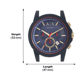 Armani Exchange Outerbanks Chronograph Blue Dial Blue Silicone Strap Watch For Men - AX1335