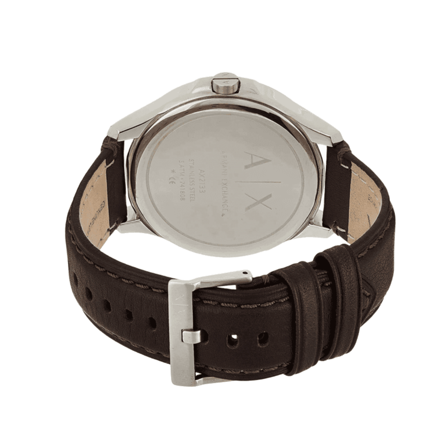 Armani Exchange Whitman Silver Dial Brown Leather Strap Watch For Men - AX2100