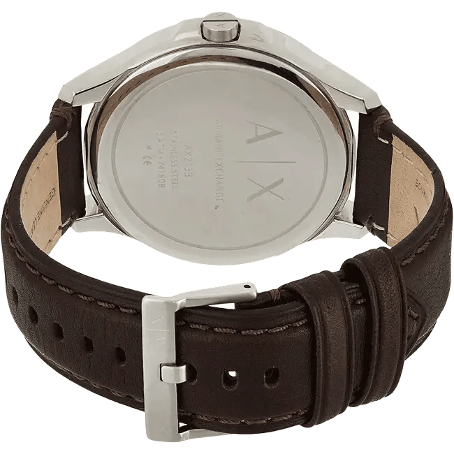 Armani Exchange Whitman Silver Dial Brown Leather Strap Watch For Men - AX2100