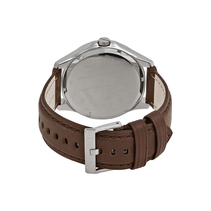 Armani Exchange Whitman Silver Dial Brown Leather Strap Watch For Men - AX2100