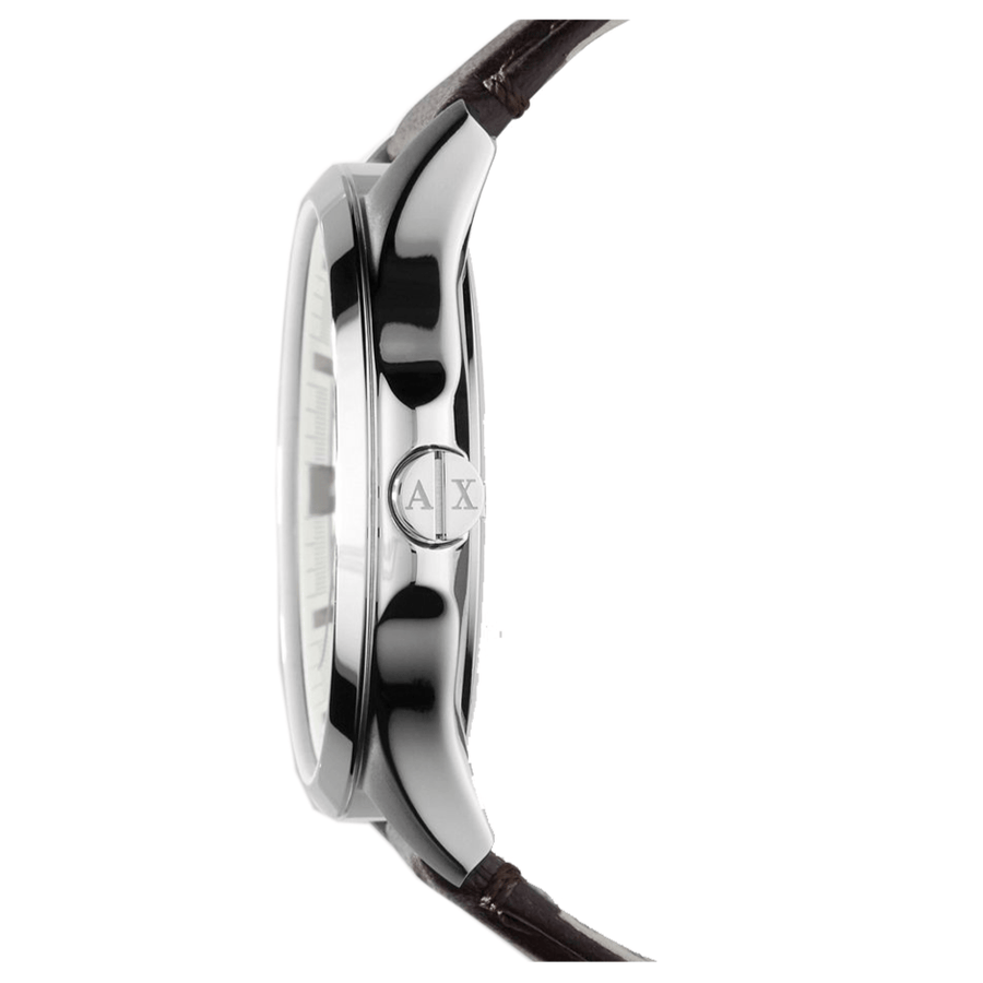 Armani Exchange Whitman Silver Dial Brown Leather Strap Watch For Men - AX2100