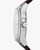 Armani Exchange Whitman Silver Dial Brown Leather Strap Watch For Men - AX2100