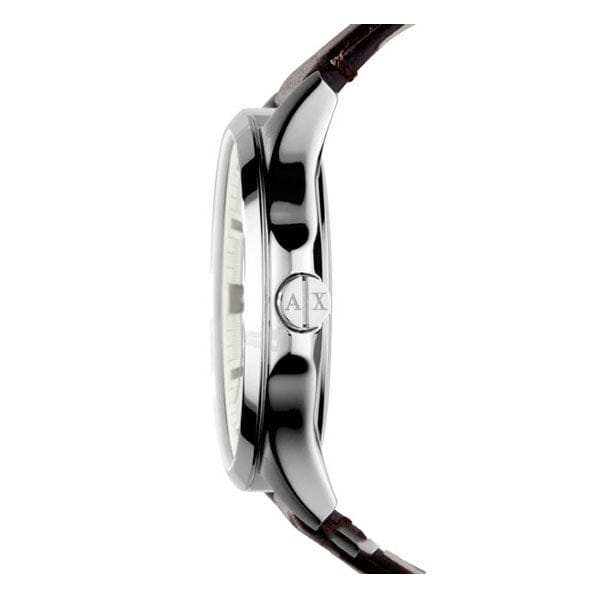 Armani Exchange Whitman Silver Dial Brown Leather Strap Watch For Men - AX2100