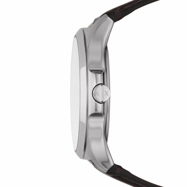 Armani Exchange Whitman Silver Dial Brown Leather Strap Watch For Men - AX2100