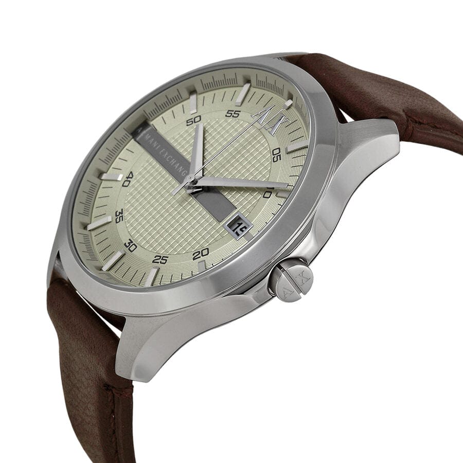 Armani Exchange Whitman Silver Dial Brown Leather Strap Watch For Men - AX2100