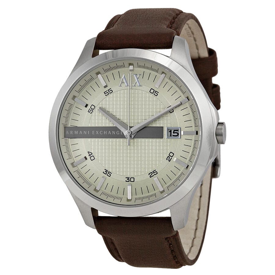 Armani Exchange Whitman Silver Dial Brown Leather Strap Watch For Men - AX2100