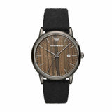 Emporio Armani Luigi Analog Brown Dial Black Leather Strap Watch For Men - AR11156