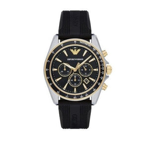 Emporio Armani Sigma Chronograph lack Dial Black Rubber Strap Watch For Men - AR80003