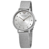 Emporio Armani Kappa Silver Dial Silver Mesh Bracelet Watch For Women - AR11128