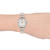 Emporio Armani Gianni T-Bar Mother of Pearl Dial Two Tone Steel Strap Watch For Women - AR1987