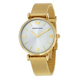 Emporio Armani Retro Gold Dial Gold Mesh Bracelet Watch For Women - AR1957