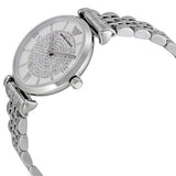 Emporio Armani Gianni T Bar White Crystal Pave Dial Silver Stainless Steel Strap Watch For Women - AR1925