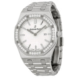 Audemars Piguet Royal Oak Quartz Diamonds White Dial Silver Steel Strap Watch for Women - 67651ST.ZZ.1261ST.01