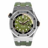 Audemars Piguet Royal Oak Offshore Diver Green Dial Green Rubber Strap Watch for Men - 15720ST.OO.A052CA.01