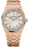 Audemars Piguet Royal Oak Quartz White Dial Rose Gold Steel Strap Watch for Women - 67651OR.ZZ.1261OR.01