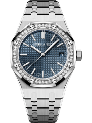 Audemars Piguet Royal Oak 50th Anniversary Diamond Ice Blue Dial Silver Steel Strap Watch for Men - 15551ST.ZZ.1356ST.01