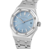 Audemars Piguet Royal Oak Diamonds Light Blue Dial Silver Steel Strap Watch for Women - 15551ST.ZZ.1356ST.04