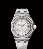 Audemars Piguet Royal Oak Offshore Quartz Diamonds White Dial White Rubber Strap Watch for Women - 67540SK.ZZ.A010CA.01