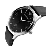 Emporio Armani Giovanni Analog Black Dial Black Leather Strap Watch For Men - AR11210