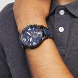 Fossil Nate Chronograph Blue Dial Two Tone Steel Strap Watch for Men - JR1494