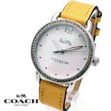 Coach Delancey White Dial Yellow Leather Strap Watch for Women - 14502882