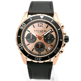 Coach Kent Chronograph Rose Gold Dial Black Leather Strap Watch for Men - 14602559