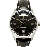 Breitling Premier Automatic 40mm Day & Date Black Dial Black Leather Strap Mens Watch - A45340241B1P2