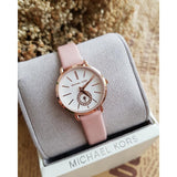 Michael Kors Petite Portia Silver Dial Pink Rubber Strap Watch For Women - MK2735