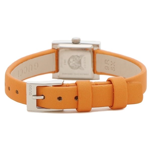 Gucci G-Frame Square Mother of Pearl Orange Dial Orange Leather Strap Watch For Women - YA128532