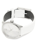 Calvin Klein Accent White Dial White Leather Strap Watch for Women - K2Y2Y1K6