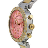 Michael Kors Parker Pink Dial Two Tone Steel Strap Watch for Women - MK6140