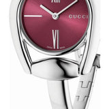 Gucci Horsebit Quartz Red Dial Silver Steel Strap Watch For Women - YA139502