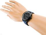 Hugo Boss Grand Prix Chronograph Black Dial Blue Leather Strap Watch for Men - 1513563