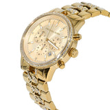 Michael Kors Ritz Chronograph Gold Dial Gold Steel Strap Watch For Women - MK6937