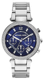 Michael Kors Parker Chronograph Blue Dial Silver Steel Strap Watch for Women - MK6117