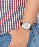 Tissot T Classic Tradition Silver Dial Brown Leather Strap Watch For Men - T063.610.16.038.00