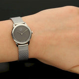 Calvin Klein Minimal Grey Dial Silver Mesh Bracelet Watch for Women - K3M2312X