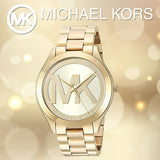 Michael Kors Slim Runway Analog Gold Dial Gold Steel Strap Watch For Women - MK3739