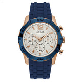 Guess Caliber Chronograph White Dial Blue Silicone Strap Watch for Men - W0864G5