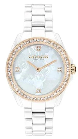 Coach Preston Mother of Pearl White Dial White Steel Strap Watch for Women - 14503662