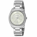 Gucci GG2570 Diamonds White Dial Silver Steel Strap Watch For Women - YA142506