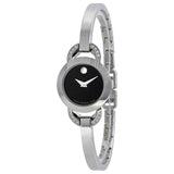 Movado Rondiro Diamonds Black Dial Silver Steel Strap Watch For Women - 0606798