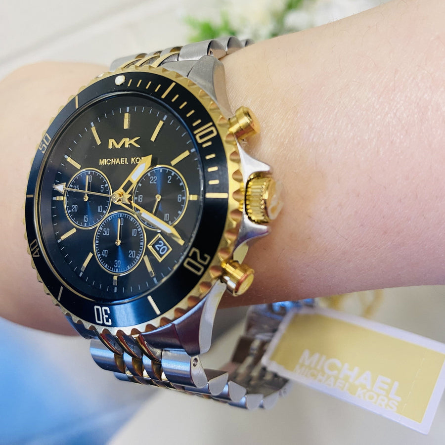 Michael Kors Bayville Chronograph Black Dial Two Tone Steel Strap Watch For Women - MK8872